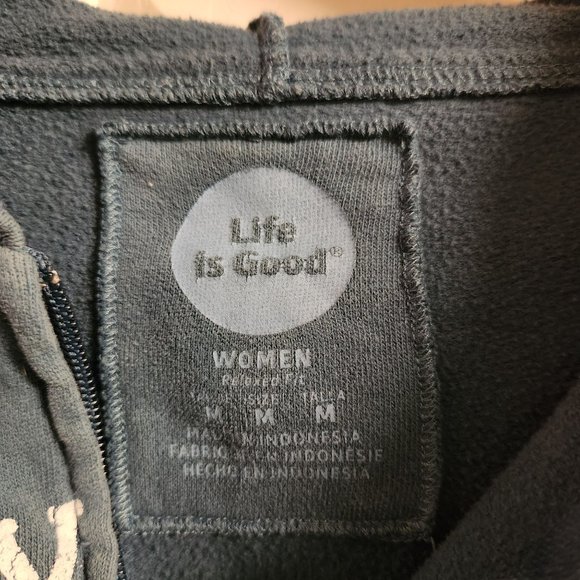 Women's Life Is Good Size M Hoodie Zip Close Blue Americana Heart Stars Stripes - Picture 4 of 7